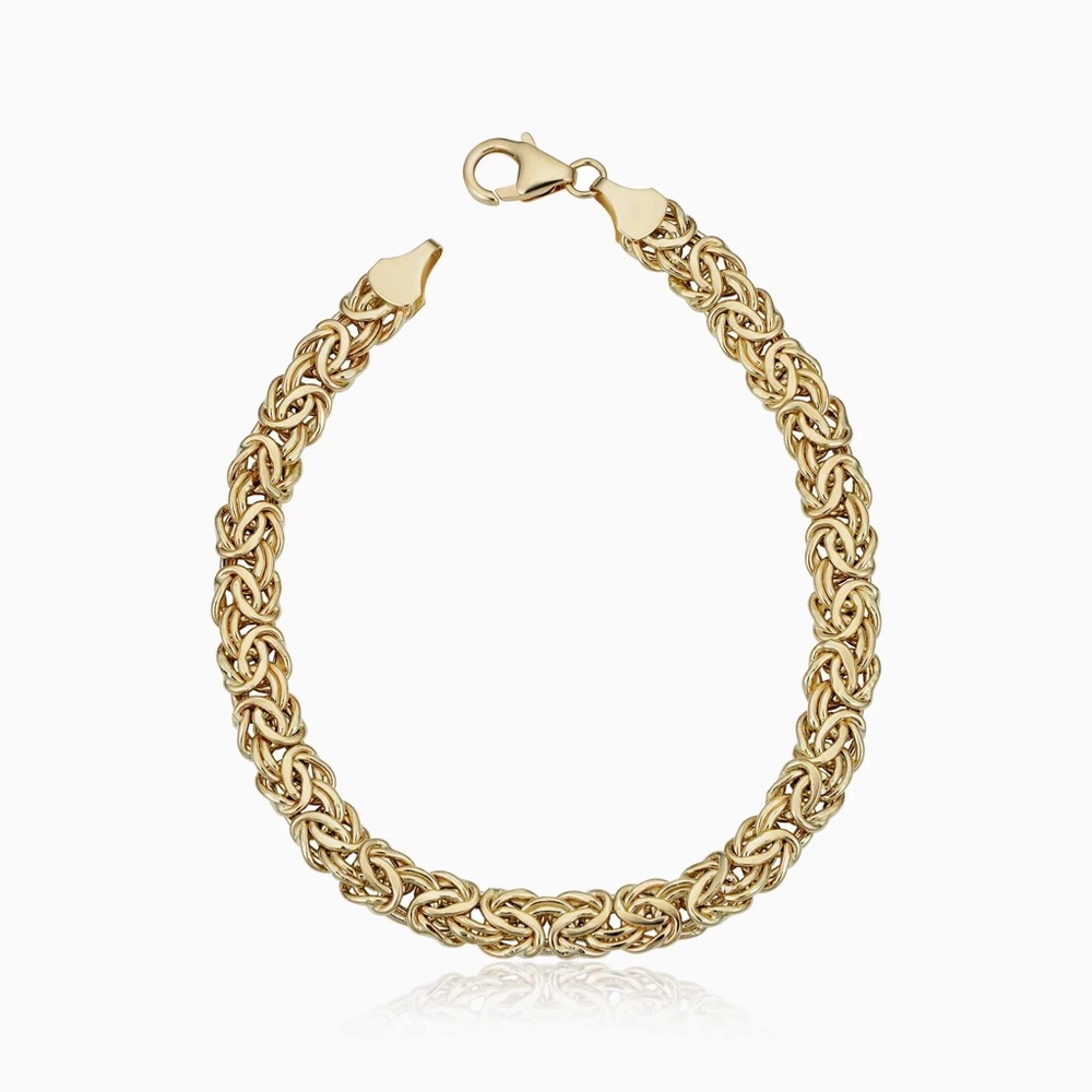 14k Solid Yellow Gold Solid Chunky Byzantine Brac… - image 7